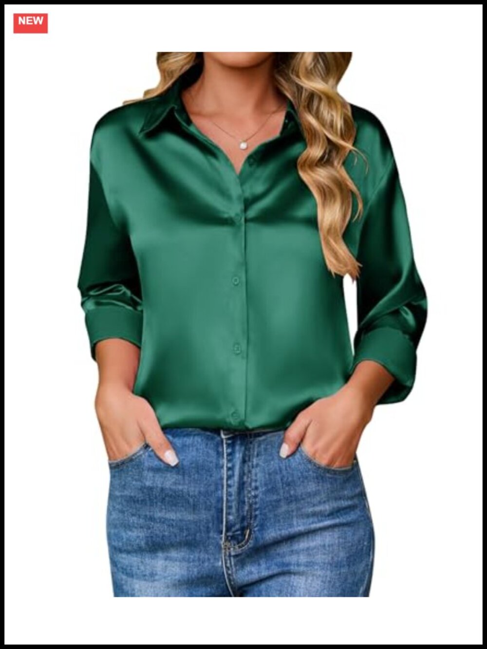 Satin Silk Button Down Blouse Long Sleeve Dressy Top